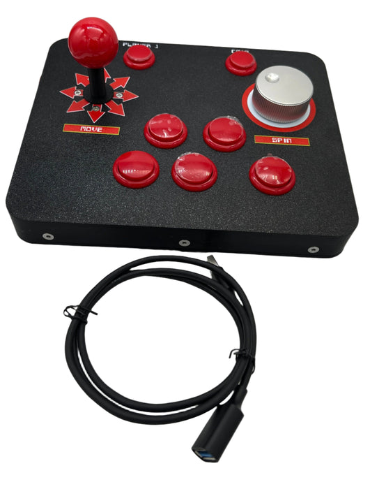 RetroGameBoyz USB Arcade Stick Spinner Combo with integrated GRS Spinner